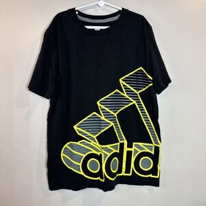 Adidas T Shirt Youth Medium 10/12 Black With Yellow Accents‎